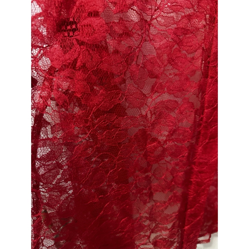 Christopher Kane Womens S Red Floral Lace Sheer Button Front Long Sleeve Blouse - Picture 6 of 10